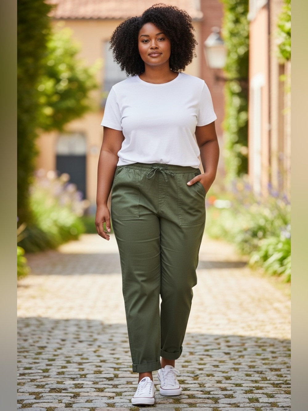 GAP Easy PANT Olive Green Drawstring Ankle Pants L